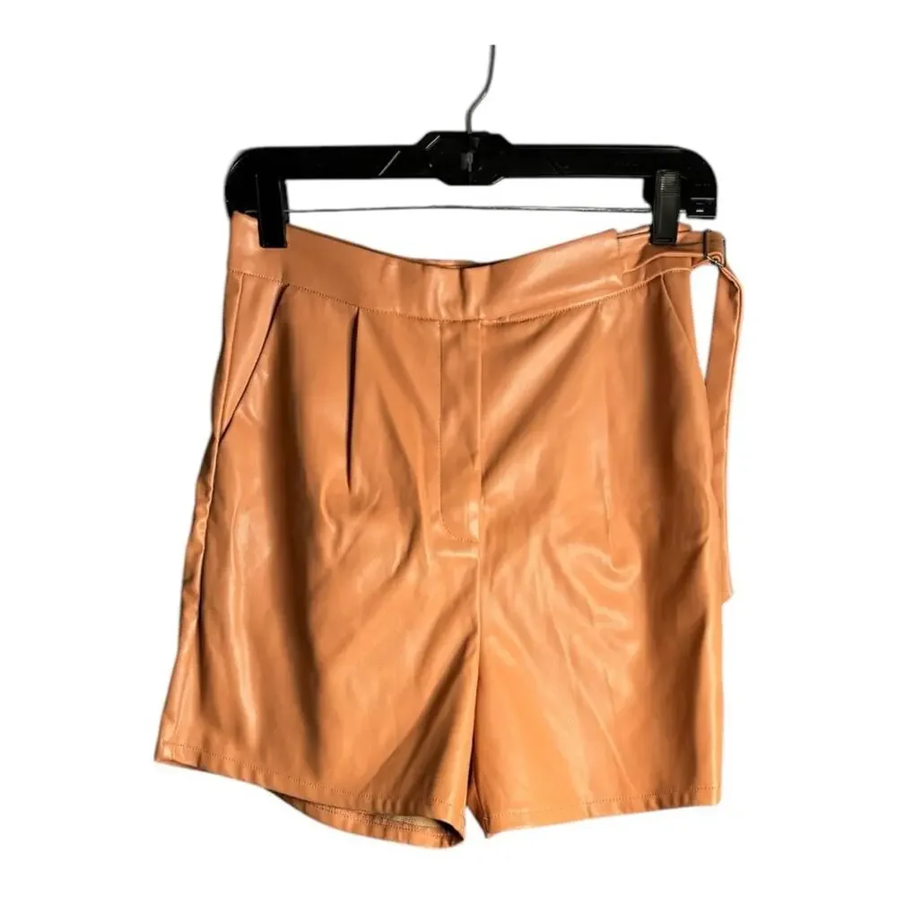 4th & Reckless Dark Pinkish High Waisted Faux Leather Shorts Medium